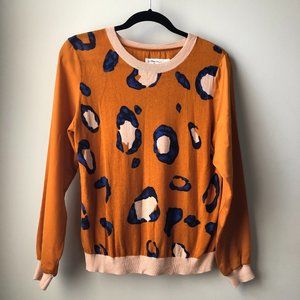 3.1 Phillip Lim for Target Leopard Mustard/Blue Leopard Sweater Medium